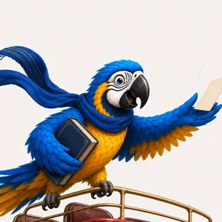 The ParrotTalk parrot mascot in a speech bubble