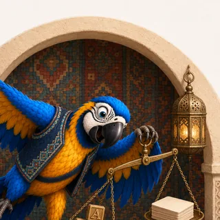 The ParrotTalk parrot mascot reading a book with glasses