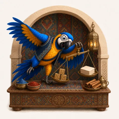 The ParrotTalk parrot mascot writing notes with a pen, the ParrotTalk mascot