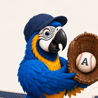 The ParrotTalk parrot mascot speaking into a microphone