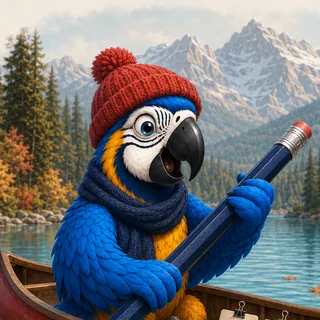 The ParrotTalk parrot mascot in a friendly pose